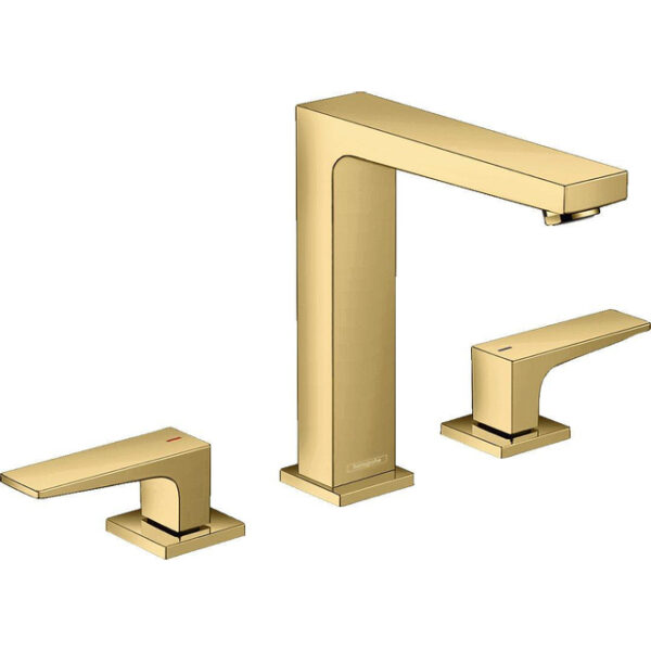 Hansgrohe Metropol wastafelkraan 160 met push open waste met voorsprong vaste uitloop 15.2cm polished gold 32515990