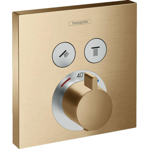 Hansgrohe ShowerSelect afbouwdeel v. inbouwkraan thermostatisch v. 2 douchefuncties m. start/stop-kraan brushed bronze 15763140