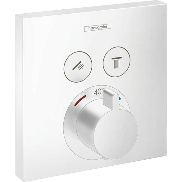 Hansgrohe ShowerSelect afbouwdeel v. inbouwkraan thermostatisch v. 2 douchefuncties m. start/stop-kraan mat wit 15763700