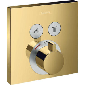 Hansgrohe ShowerSelect afbouwdeel v. inbouwkraan thermostatisch v. 2 douchefuncties m. start/stop-kraan polished gold 15763990