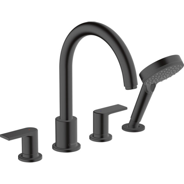 Hansgrohe Vernis Shape afdekset badkraan 211mm 4-gats mat zwart 71459670