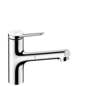 hansgrohe zesis m33 1 gats keukenkraan 150 2jet m. uittrekbare vuistdouche sbox lite chroom sw773881