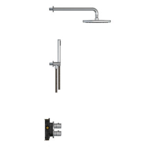 Hotbath Archie IBS30A Doucheset inbouw - compleet - thermostatisch - 2 functies - omstel - wandarm 40cm - 30cm ronde hoofddouche - staaf handdouche - RVS IBS30AIX4