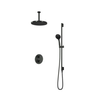 Hotbath Cobber IBS20A Regendoucheset inbouw - 15cm plafondarm - 30cm ronde hoofddouche - 3 standen handdouche - glijstang - mat zwart IBS20ABL1257