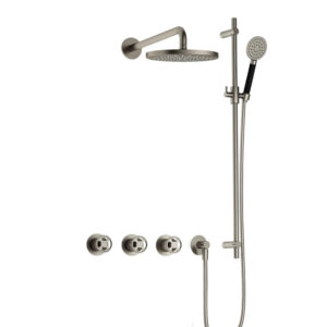 Hotbath Cobber IBSW70 Regendoucheset inbouw - 38.5cm wandarm - 20cm ronde hoofddouche - 3 standen handdouche - glijstang - Geborsteld nikkel IBSW70GN17