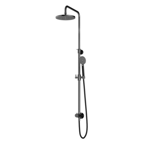 Hotbath Cobber M438 regendoucheset met omstel en 150cm doucheslang met 20cm ronde hoofddouche ronde handdouche zwart chroom M438BK1