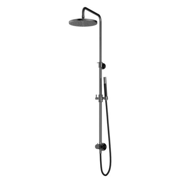 Hotbath Cobber M438 regendoucheset met omstel en 150cm doucheslang met 30cm ronde hoofddouche staafhanddouche zwart chroom M438BK5