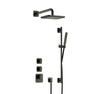 Hotbath Gal IBS40 regendoucheset inbouw - 2 functies - 35cm wandarm - 22cm vierkante hoofddouche - Gunmetal geborsteld PVD IBS40BGP7