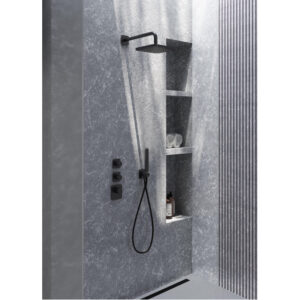 Hotbath Gal IBS40 regendoucheset inbouw - 2 functies - 35cm wandarm - 22cm vierkante hoofddouche - Gunmetal geborsteld PVD IBS40BGP