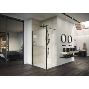 Huppe select+ Frame walk-in incl. Douche planchet L/R 160x200cm met muurprofiel 8mm veiligheidsglas met antikalkbehandeling zwart mat SL040912331F