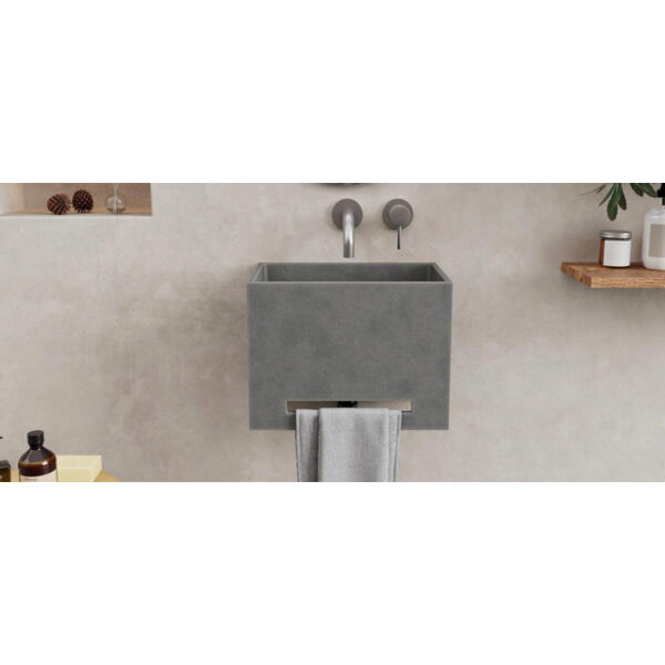 Ideavit IdeaWall fontein- 40x25x30cm - beton - handdoekhouder - antraciet IDEA.WALL-D5