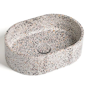 ideavit rock waskom 40x28x12cm beton ovaal terrazzo sw568395