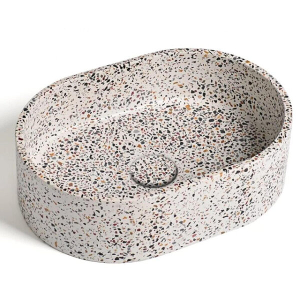 ideavit rock waskom 40x28x12cm beton ovaal terrazzo sw568395