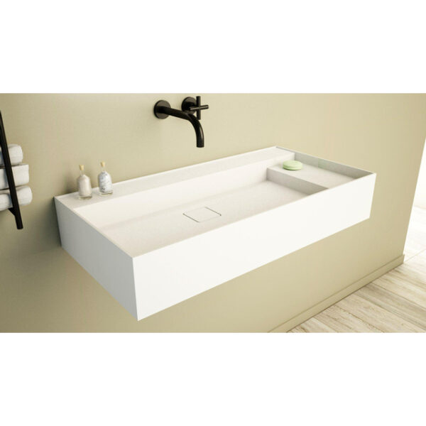 Ideavit SolidBliss Wastafel 90x45x16cm 0 kraangaten Solid surface mat wit Solidbliss-90