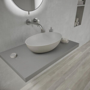 Ideavit Solidthin waskom - 50x50x14.5cm - Solid surface - Ovaal - Mat Grijs 290248 PE-WH