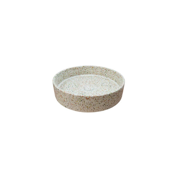 Ideavit Terrazzo waskom - 42.5x42.5x10cm - rond - met klikwaste - terrazzo - multi beige 290338-E13