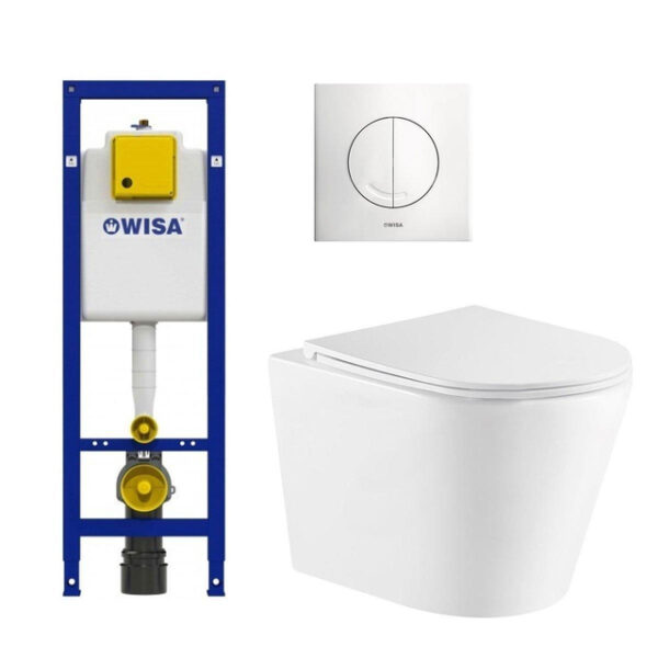 qeramiq dely toiletset wisa inbouwreservoir witte bedieningsplaat toilet zitting glans wit sw643460