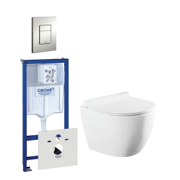 QeramiQ Salina Compact toiletset bestaande uit inbouwreservoir