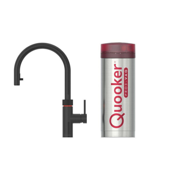 Quooker flex kokendwaterkraan - draaibare & uittrekbare uitloop - PRO3 reservoir - Warm / kokend water - Zwart 3XBLK