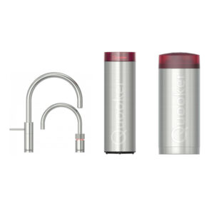 quooker nordic round twintaps draaibare uitloop combi incl. cube reservoir warm kokend bruisend gefilterd water rvs sw299764