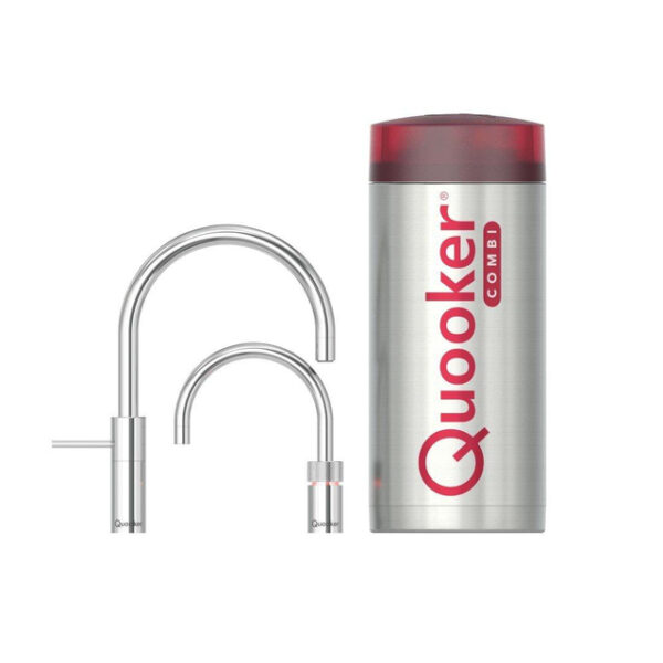 Quooker Nordic Round Twintaps - draaibare uitloop - Combi reservoir - Warm / kokend water - Chroom 22NRCHRTT