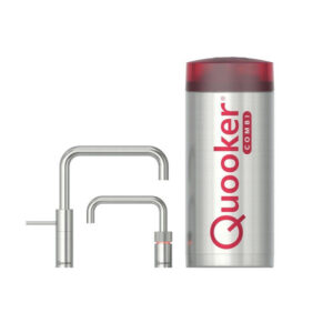 Quooker Nordic Square Twintaps kokendwaterkraan - draaibare uitloop - Combi reservoir - Warm / kokend water - RVS 22NSRVSTT