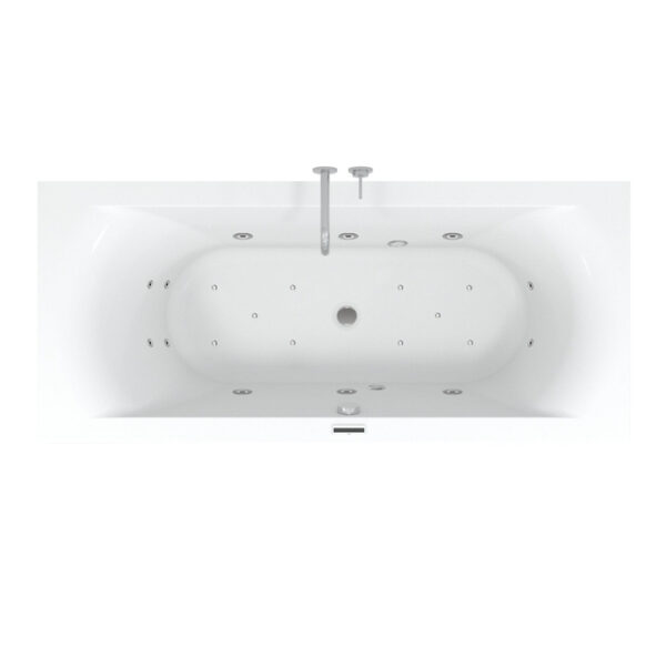 Riho Easypool 3.1 Lima whirlpoolbad rechts 180x80cm hydro 6+4+2 aero 10 colour speaker touch bediening inclusief poten en afvoer wit B052004005