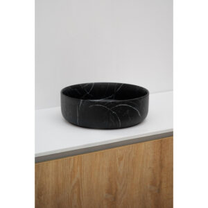 Riho Marmic Round Waskom 34.6x34.6x11.4cm Keramiek rond marmer mat zwart OUTLETSTORE W031005M01