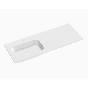 Royal Plaza Intent wastafel 120x45x1.5cm 0 kraangaten 1 wasbak wit mat solid surface