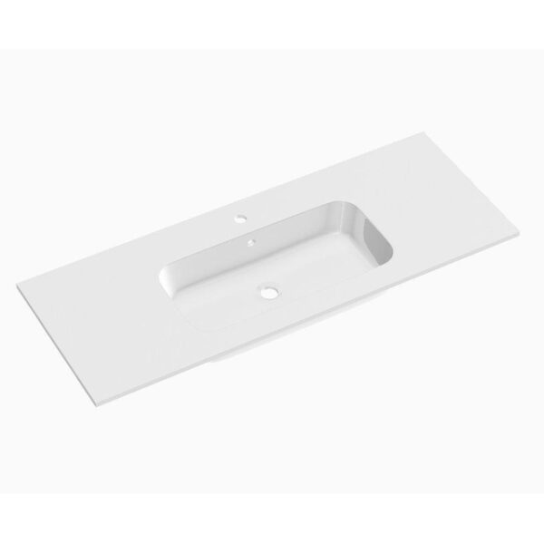 Royal Plaza Intent wastafel 120x45x1.5cm 0 kraangaten 1 wasbak wit mat solid surface