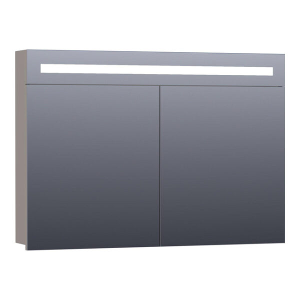 saniclass 2.0 spiegelkast 100x70x15cm verlichting geintegreerd 2 links en rechtsdraaiende spiegeldeuren mdf mat taupe sw371633