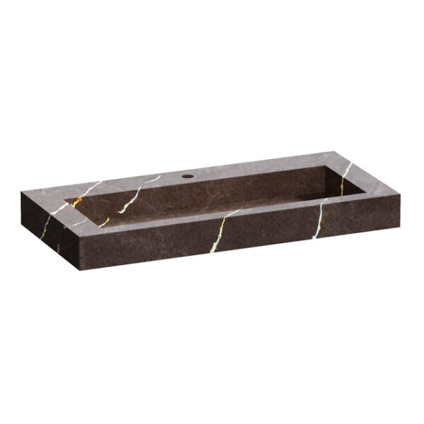 Saniclass Artificial Marble Meubelwastafel - 100x46x10 - Zonder overloop - 1 wasbak - 1 kraangat - composiet - Copper Brown WT-AM1001CB