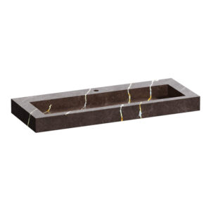 Saniclass Artificial Marble Meubelwastafel - 120x46x10 - Zonder overloop - 1 wasbak - 1 kraangat - composiet - Copper Brown WT-AM120-11CB