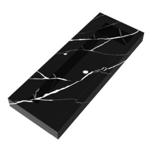 saniclass artificial marble meubelwastafel 120x46x10cm zonder overloop 1 wasbak midden 1 kraangat composiet nero marquina sw721059