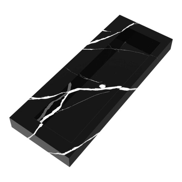 Saniclass Artificial Marble meubelwastafel 120x46x10cm zonder overloop 1 wasbak Midden zonder kraangat Composiet Nero Marquina WT-AM120-10NE