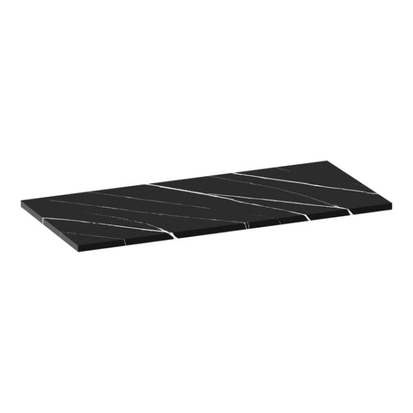 Saniclass Artificial Marble Wastafelblad - 100x46x2cm - zonder kraangat - composiet - Nero Marquina TB-AM100NE