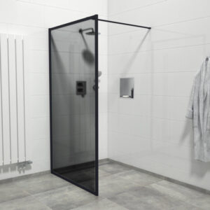 Saniclass Bellini Inloopdouche - 120x200cm - veiligheidsglas - rook glas - mat zwarte lijst rondom - anti kalk Mirrors-120B/NFF/S