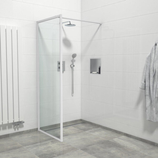 Saniclass Bellini Inloopdouche - 90x200cm - veiligheidsglas - mat witte lijst rondom - anti kalk Mirrors-90W