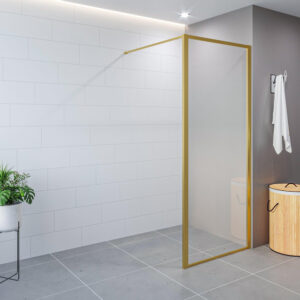 Saniclass Colorem inloopdouche - 100x200cm - 8mm - helder nano coating glas - frame - geborsteld messing R-BYT-2120-100-FFG