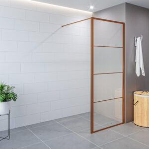 saniclass colorem inloopdouche zijwand 100x200cm 8mm helder nano coating glas met frame geborsteld koper sw736587