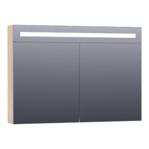 Saniclass Double Face Spiegelkast - 100x70x15cm - verlichting - geintegreerd - 2 links- rechtsdraaiende spiegeldeur - MFC - sahara 7371