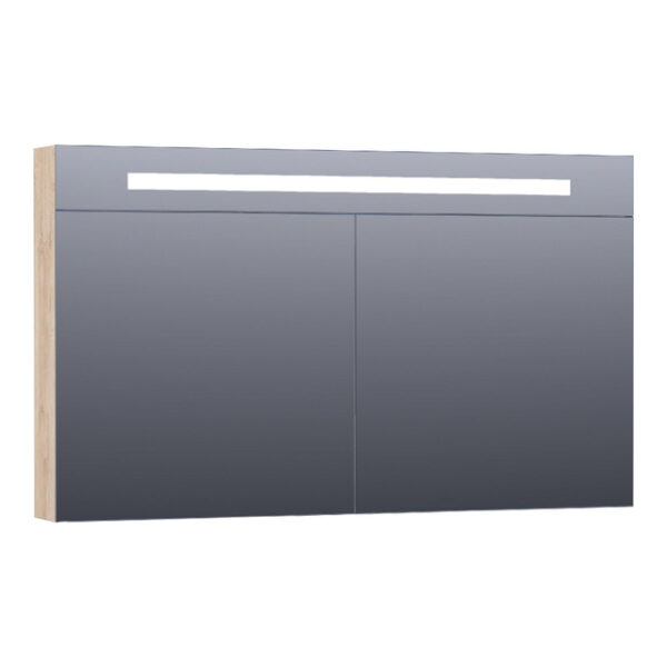 Saniclass Double Face Spiegelkast - 120x70x15cm - verlichting - geintegreerd - 2 links- rechtsdraaiende spiegeldeur - MFC - sahara 7372