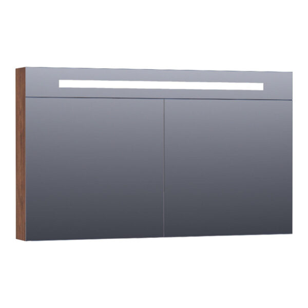 saniclass double face spiegelkast 120x70x15cm verlichting geintegreerd 2 links rechtsdraaiende spiegeldeur mfc viking shield sw371666