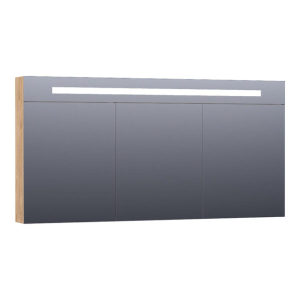 saniclass double face spiegelkast 140x70x15cm verlichting geintegreerd 3 links rechtsdraaiende spiegeldeur mfc nomad sw371670