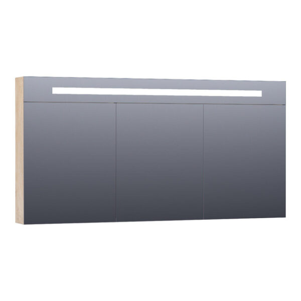 Saniclass Double Face Spiegelkast - 140x70x15cm - verlichting - geintegreerd - 3 links- rechtsdraaiende spiegeldeur - MFC - sahara 7373