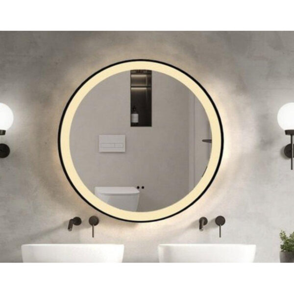 Saniclass Lonato Badkamerspiegel - rond - diameter 100cm - geintegreerde LED verlichting - spiegelverwarming - infraroodbediening - mat zwart SW1-100MB