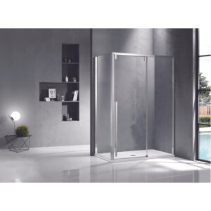 saniclass neptune zijwand 100x200cm helder 8mm glas gepolijst zilver sw491396