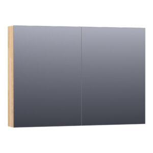 saniclass plain spiegelkast 100x70x15cm 2 links rechtsdraaiende spiegeldeuren hout grey oak sw392979