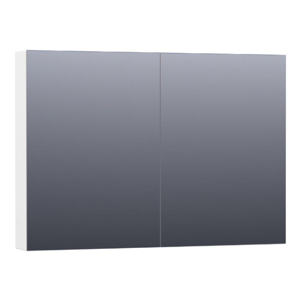 Saniclass Plain Spiegelkast - 100x70x15cm - 2 links/rechtsdraaiende spiegeldeuren - MDF - mat wit SK-PL100MW