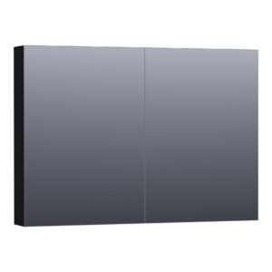 Saniclass Plain Spiegelkast - 100x70x15cm - 2 links/rechtsdraaiende spiegeldeuren - MDF - mat zwart SK-PL100MZ